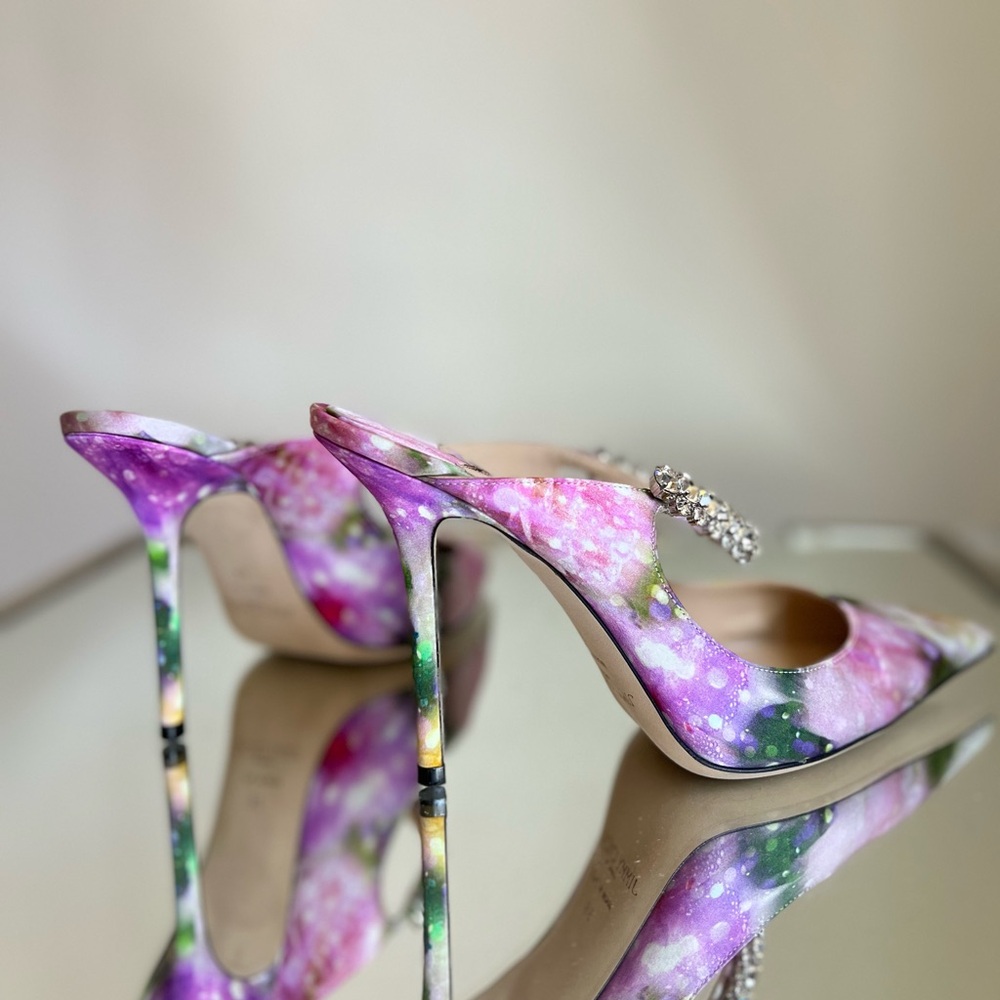 Like new Jimmy Choo Bing 100mm Multi-Color Satin Mules 39 $1,095 - Picture 11 of 11